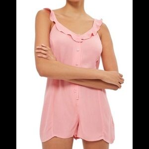 NWT TOPSHOP Pink Ruffle Romper Small